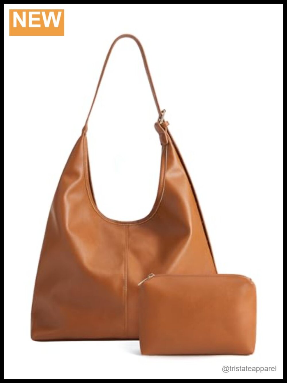 Vegan Leather Hobo Shoulder Bag Slouchy Crossbody Tote with Pouch